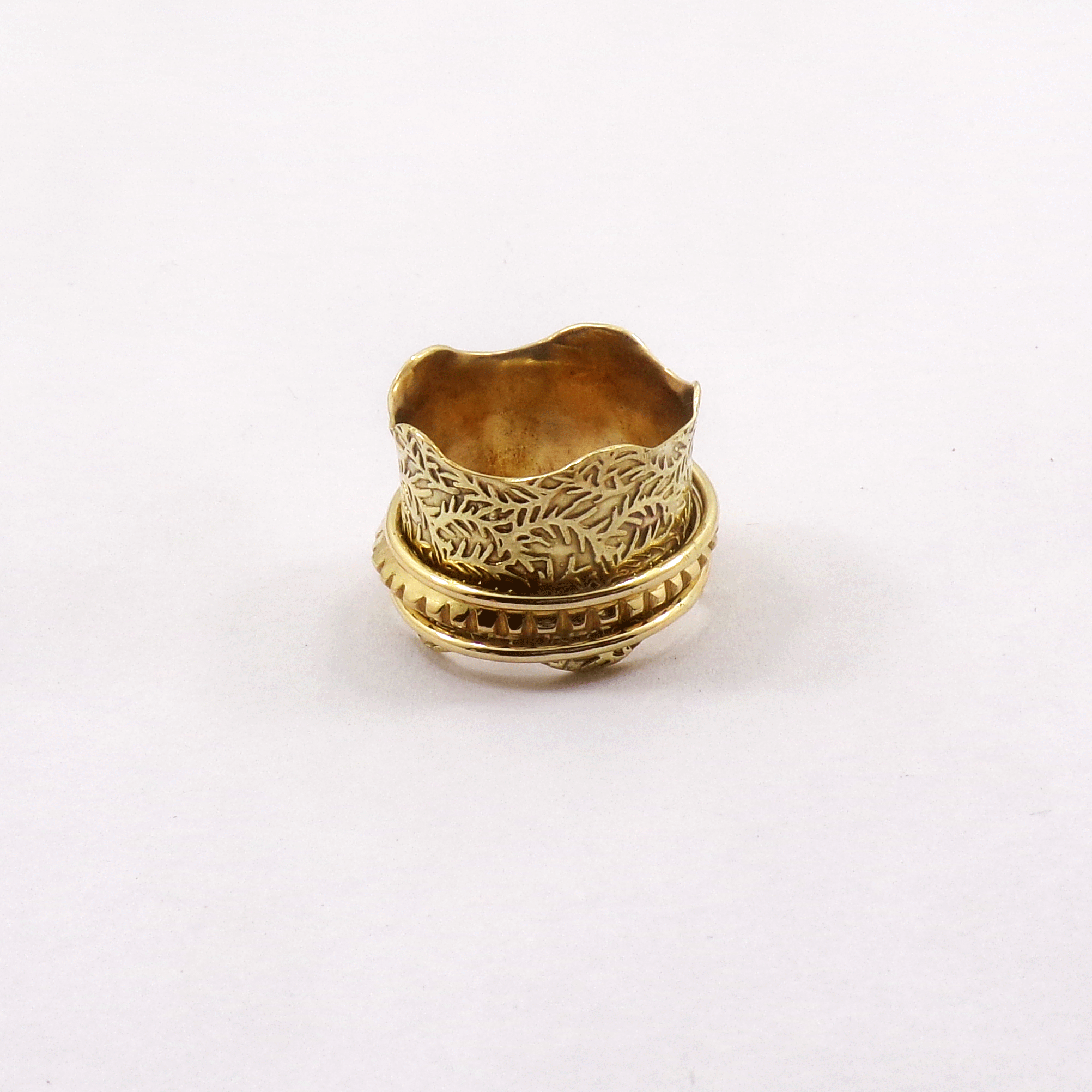 Ring Size - 8 Brass Spinner Ring C - BSPR998 18K Gold Plated Brass Spinner Challa Fashion Finger Ring
